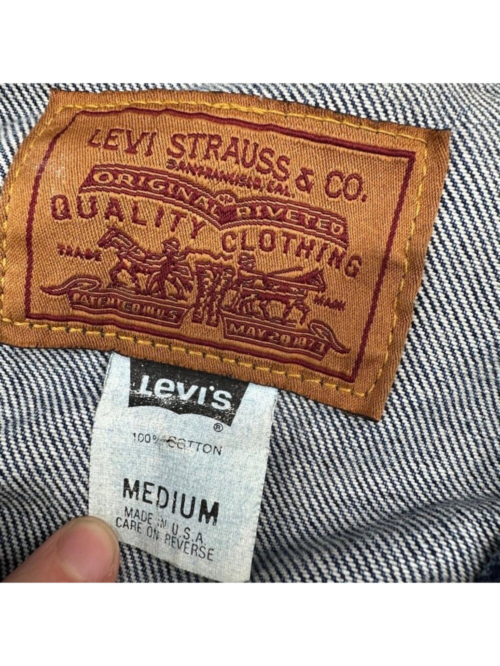 Vintage Levis Jacket Medium Blue Jean Denim Trucker Western 1980s USA Retro - Picture 4 of 11